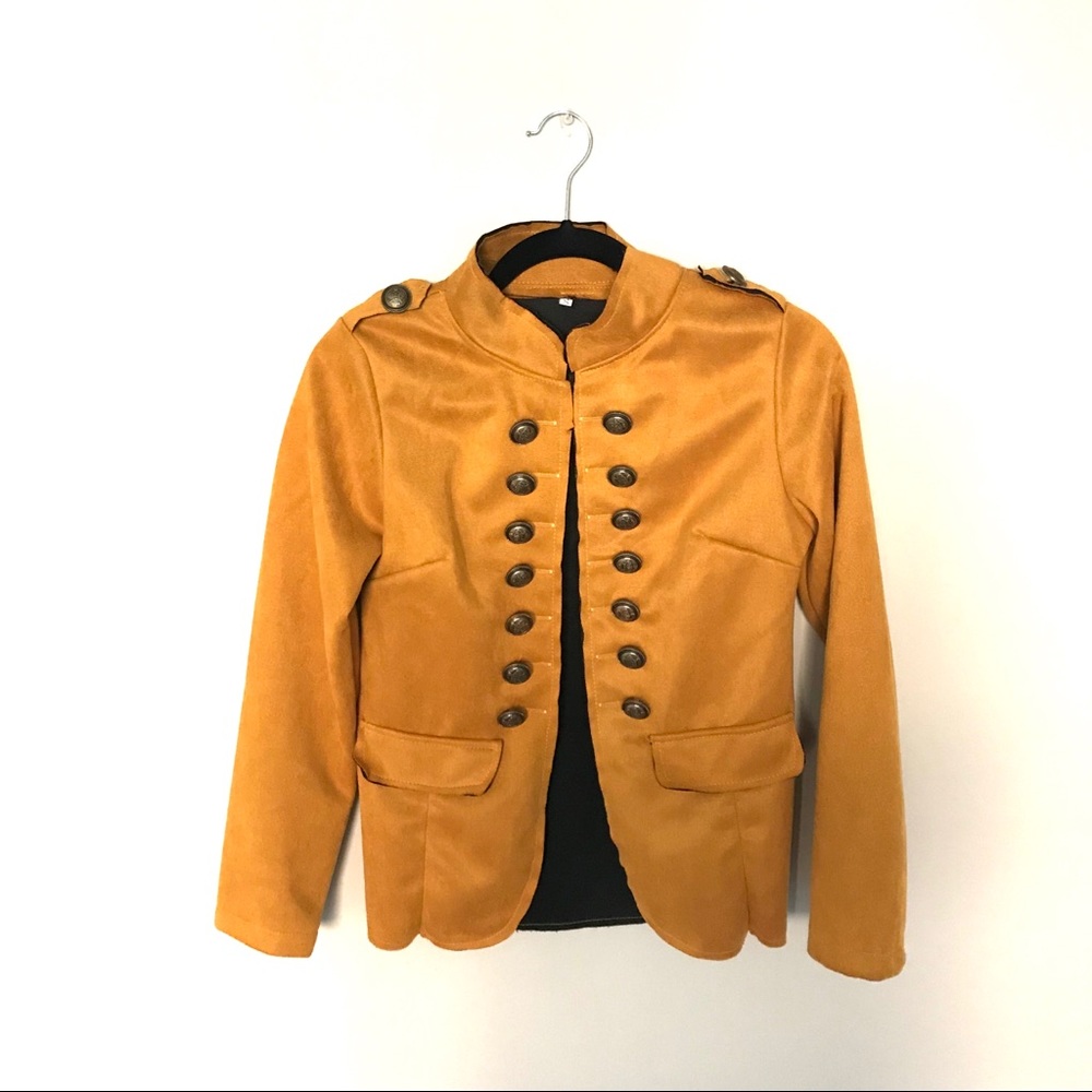 Military Style Faux SuedeCropped Jacket